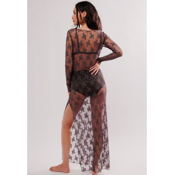 Free People Lady Lux Maxi Slip Dress Layering Dark Gull Grey M NWT MSRP $88 - Picture 2 of 5